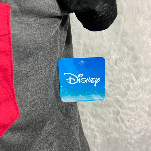 Mickey Mouse Peeking out of Pocket Sized Women's Grey Tee Shirt nwt - Picture 3 of 7